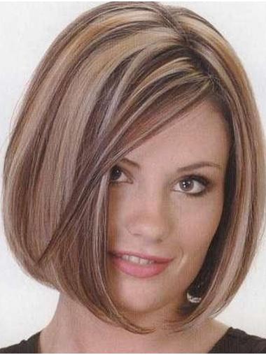 Straight Great Lace Front With Highlights Chin Length Bob Wigs