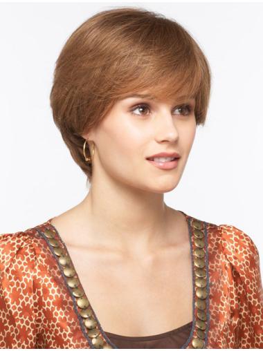 Straight With Bangs 8" Brown Durable Synthetic Wigs