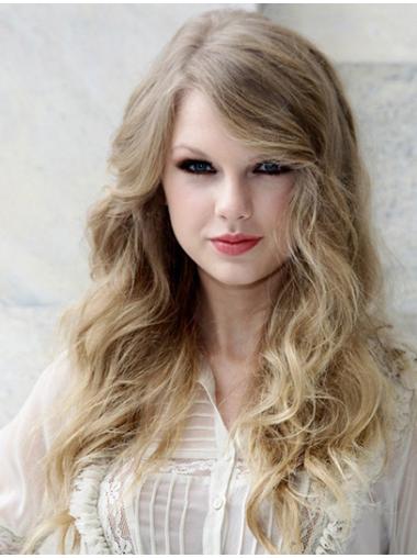 100% Hand-tied With Bangs Wavy Long Blonde Great Taylor Swift Wigs