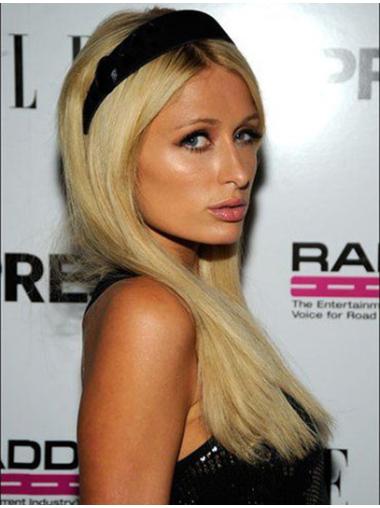 100% Hand-tied Long Straight Without Bangs Blonde Perfect Paris Hilton Wigs