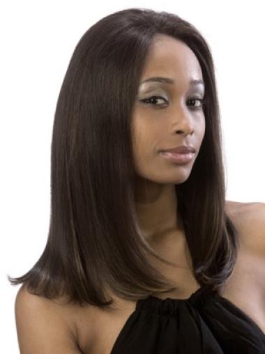 Yaki Without Bangs Lace Front Online 16" Brown Long Wigs