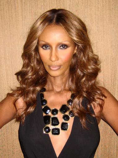 Long Wavy Lace Front Brown 18" Affordable Iman Wigs
