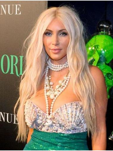 24" Wavy Lace Front Blonde Long Remy Human Hair Kim Kardashian Wigs