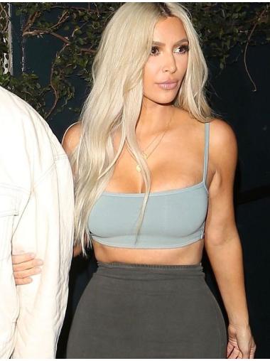 Straight Blonde Lace Front 25" Long Remy Human Hair Kim Kardashian Wigs
