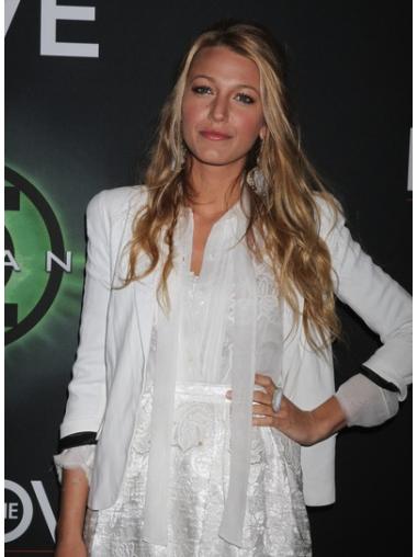 Ideal Blonde Long Wavy 20" Without Bangs Celebrity Lace Blake Lively Wigs