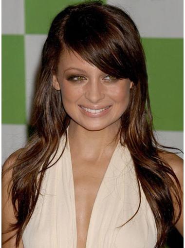 Style Brown Long Wavy 23" With Bangs Nicole Richie Lace Wigs