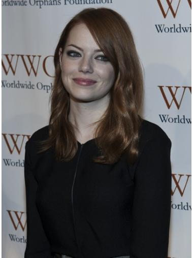 Incredible Brown Shoulder Length Wavy 16" Layered Emma Stone Wigs