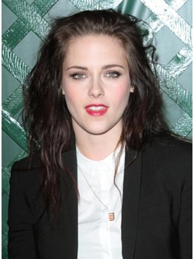 Suitable Brown Shoulder Length Wavy 20" Without Bangs Kristen Stewart Lace Wigs
