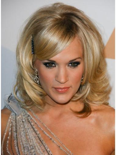 Cheap Blonde Shoulder Length Curly 16" Layered Carrie Underwood Wigs