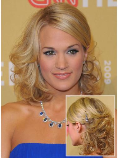Beautiful Blonde Shoulder Length Curly 14" Layered Carrie Underwood Wigs