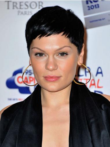 Jessie J Wig Remy Human Capless Boycuts Cropped Length Black Color