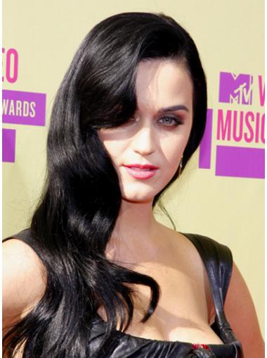 25" Suitable Black Long Wavy Without Bangs Katy Perry Wigs