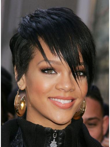 Rihanna Wigs For Sale With Capless Black Color Cropped Length Boycuts