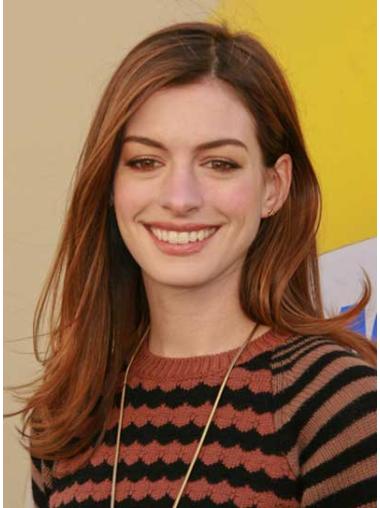 Auburn Long Straight Without Bangs Lace Front 19" Anne Hathaway Wigs