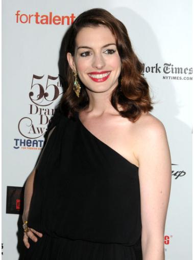 Auburn Shoulder Length Wavy Without Bangs Capless 16" Anne Hathaway Wigs