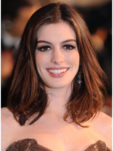 Auburn Shoulder Length Straight Without Bangs Lace Front 14" Anne Hathaway Wigs