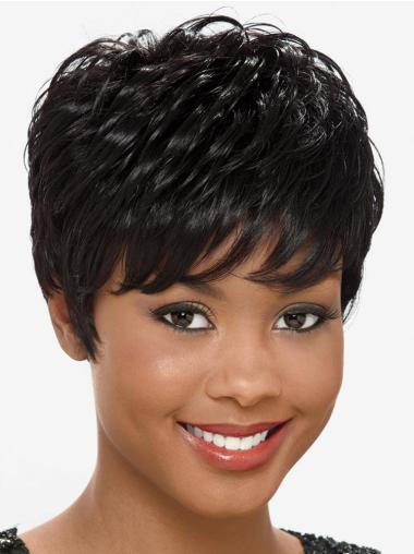 Short Black Straight Layered Popular African American Wigs