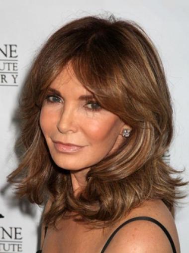 Shoulder Length Wavy Layered Lace Front Brown Ideal 14" Jaclyn Smith Wigs