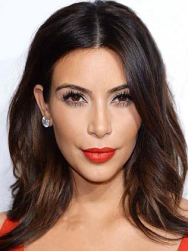 Kim Kardashian Human Hair Wig With Lace Front Shoulder Length