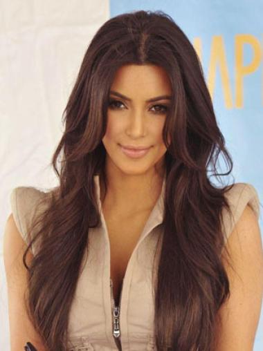 Kim Kardashian Real Hair Wig, Auburn Wavy Lace Front Exquisite 26