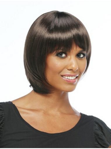 Chin Length Black Straight Bobs High Quality African American Wigs
