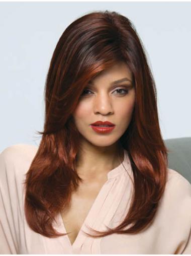 Long Auburn Straight With Bangs Modern African American Wigs