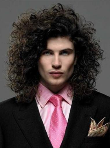 Black Synthetic Lace Front 14" Curly Long Hair Wigs For Men