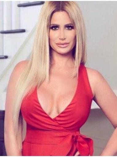 Straight Lace Front Long Layered Synthetic 27" Blonde Kim Zolciak Wigs