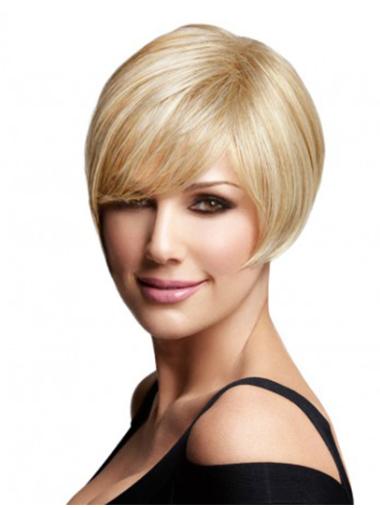 Cheap Bob Wigs Remy Human Full Lace Chin Length Blonde Color