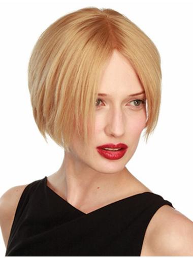 Straight Short Blonde 6" Lace Front Soft Bob Wigs
