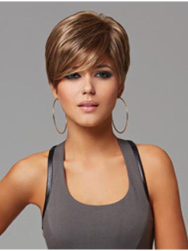 Convenient 5" Straight Brown Layered Short Wigs