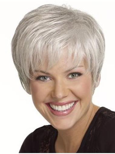 Gorgeous 6" Straight Grey Short Wigs