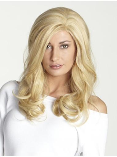 Without Bangs Long Blonde Wavy 18" Perfect Human Hair Wigs