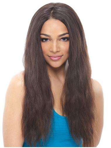 24" Black Long Without Bangs Wavy Suitable Lace Wigs
