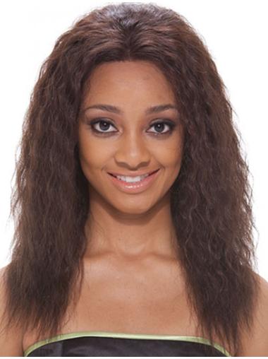 16" Brown Shoulder Length Without Bangs Wavy Popular Lace Wigs