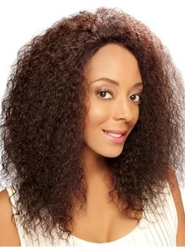 14" Brown Shoulder Length Without Bangs Curly Sleek Lace Wigs
