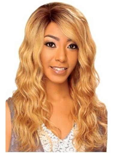 22" Blonde Long Without Bangs Wavy High Quality Lace Wigs