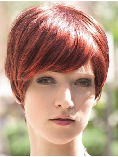 Incredible 8" Straight Red Boycuts Short Wigs