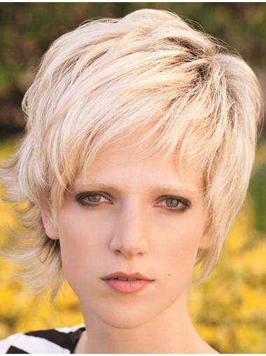 Discount 8" Straight Blonde Layered Short Wigs