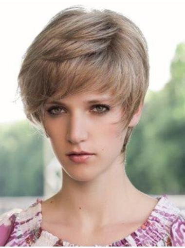 Suitable 6" Straight Blonde Boycuts Short Wigs