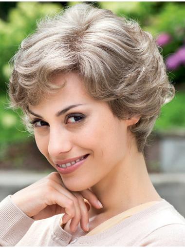 Cheap Grey Wig 100% Hand Tied Layered Cut Short Style