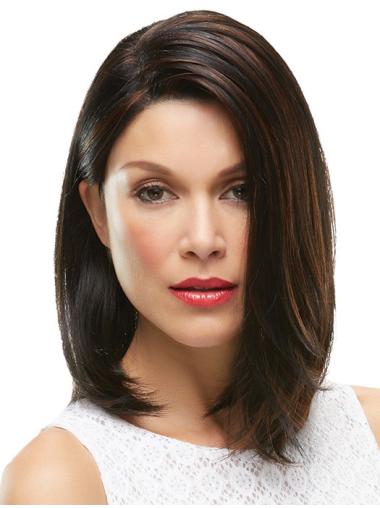 Shoulder Length Without Bangs 12" Straight Brown Medium Wigs