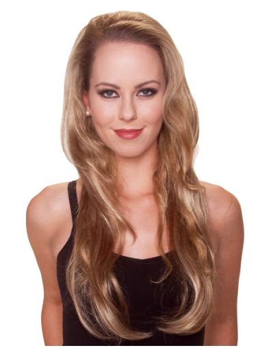 Long Straight Blonde Stylish Synthetic Half Wigs