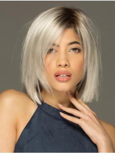 Platinum Blonde 10" Chin Length Straight Synthetic Lace Front Wigs