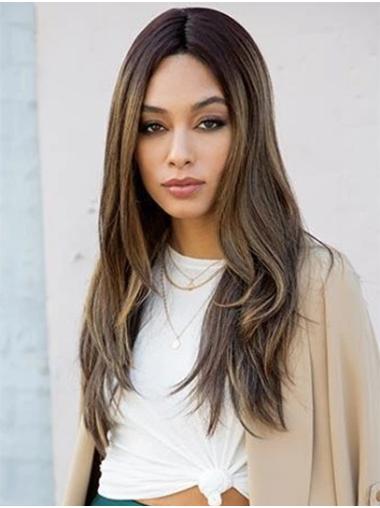 Ombre/2 tone 18" Long Straight Synthetic Good Lace Wigs