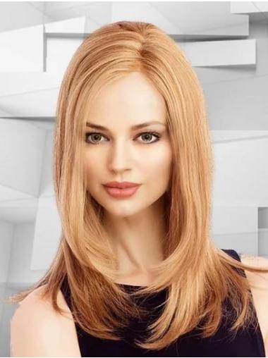 Straight 100% Hand-tied 14" Blonde Wig For Women Classic Style