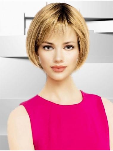 Straight 100% Hand-tied 10" Blonde Classic Ladies Wig