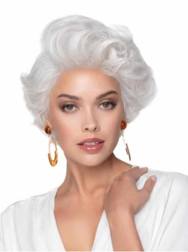 Platinum Blonde 8" Short Wavy Synthetic Cheap Lace Front Wigs