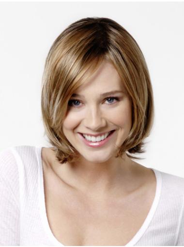 10" Straight Ombre/2 tone Synthetic Chin Length 100% Hand-tied Cheap Bob Wigs