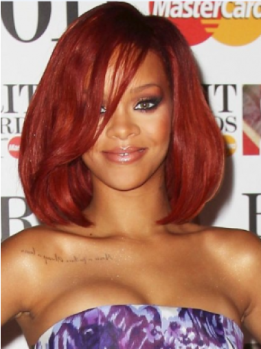Red Wavy With Bangs Lace Front 12" Fashionable Rihanna Wigs
